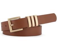 FDEETY Women's Leather Belts Vintage Belt Adjustable Belt Fashion Accessories with Gold Buckle for Jeans Pants Dresses (Camel)