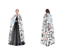 Fdfekgvplp Barber Shop Monochrome Style Printed Hooded Cloak Halloween Medieval Costume Adult Cosplay Long Cape For Men And Women