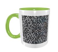 FDFEKGVPLP Black And White Leopard Print Coffee Mug For Women Men 11oz Double Color Ceramic Cup With Handle For Coffee Teacup Home Work