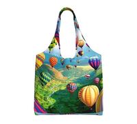 Fdfekgvplp Canvas Tote Bag For Women, Hot Air Balloons Casual Shoulder Bag Aesthetic, Cute Pocket For Girl Canvas Cotton Tote Bag