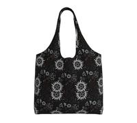Fdfekgvplp Canvas Tote Bag For Women, Supernatural Symbols Black Casual Shoulder Bag Aesthetic, Cute Pocket For Girl Canvas Cotton Tote Bag