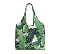 Fdfekgvplp Canvas Tote Bag For Women, Tropical Banana Palm Leaves Casual Shoulder Bag Aesthetic, Cute Pocket For Girl Canvas Cotton Tote Bag