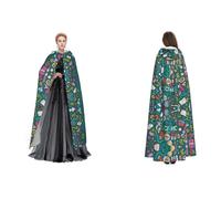 Fdfekgvplp Cartoon Science Theme Printed Hooded Cloak Halloween Medieval Costume Adult Cosplay Long Cape For Men And Women