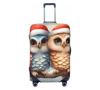 Fdfekgvplp Cute Christmas Owls On Branch Printed Luggage Protector Covers Elastic Travel Suitcase Protector Cover Fit 18-32 Inch Luggage, Black, XL