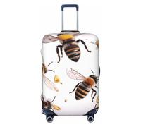 Fdfekgvplp Funny Bees Printed Luggage Protector Covers Elastic Travel Suitcase Protector Cover Fit 18-32 Inch Luggage, Black, Small