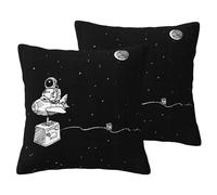Fdfekgvplp Imitation Linen Square Throw Pillow Covers 2 Pieces Set Astronaut Galaxy Digital Printed Both Sides Decorative Pillow Cushion for Sofa Bedroom Car Couch