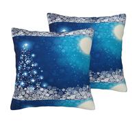 Fdfekgvplp Imitation Linen Square Throw Pillow Covers 2 Pieces Set Blue Christmas Snowflake Digital Printed Both Sides Decorative Pillow Cushion for Sofa Bedroom Car Couch