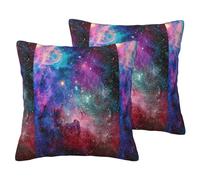 Fdfekgvplp Imitation Linen Square Throw Pillow Covers 2 Pieces Set Colorful Galaxy Digital Printed Both Sides Decorative Pillow Cushion for Sofa Bedroom Car Couch