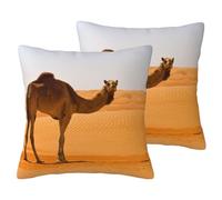Fdfekgvplp Imitation Linen Square Throw Pillow Covers 2 Pieces Set Desert Sand Camel Digital Printed Both Sides Decorative Pillow Cushion for Sofa Bedroom Car Couch