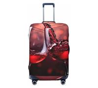 Fdfekgvplp Red Wine Glass Cheers Printed Luggage Protector Covers Elastic Travel Suitcase Protector Cover Fit 18-32 Inch Luggage, Black, X-Large