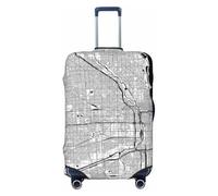 Fdfekgvplp Suitcase Cover For Luggage Chicago Map Gray Print Elastic Washable Stretch Travel Luggage Covers Protector Cover, Black, XL