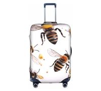 Fdfekgvplp Suitcase Cover For Luggage Funny Bees Printed Elastic Travel Luggage Covers Protector Fits 18-32 Inch Suitcase, White, X-Large