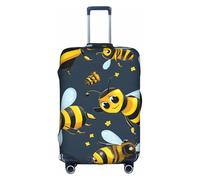 Fdfekgvplp Suitcase Cover For Luggage Funny Bees Printed Elastic Travel Luggage Covers Protector Fits 18-32 Inch Suitcase, White, Large