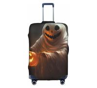 Fdfekgvplp Suitcase Cover For Luggage Ghost Holding A Jack O Lantern Printed Elastic Travel Luggage Covers Protector Fits 18-32 Inch Suitcase, White, Large
