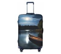 Fdfekgvplp Suitcase Cover For Luggage Moonlit Canoe Allagash River Printed Elastic Travel Luggage Covers Protector Fits 18-32 Inch Suitcase, White, M
