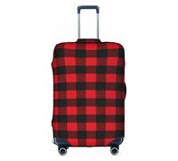 Fdfekgvplp Suitcase Cover For Luggage Red Black Check Plaid Pattern Printed Elastic Travel Luggage Covers Protector Fits 18-32 Inch Suitcase, White, S