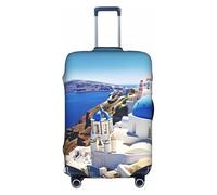Fdfekgvplp Suitcase Cover For Luggage Santorini Greek Island Sea View Printed Elastic Travel Luggage Covers Protector Fits 18-32 Inch Suitcase, White, M