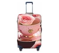 Fdfekgvplp Tea Cups With Roses Romantic Shabby Printed Luggage Protector Covers Elastic Travel Suitcase Protector Cover Fit 18-32 Inch Luggage, Black, Large
