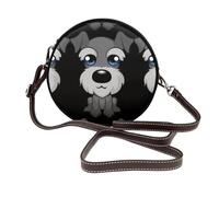 Fdfekgvplp Women Round Shoulder Bags,Pu Leather Zipper Circle Adorable Schnauzer Crossbody Purse Clutch Handbag