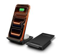 FDGAO 2 in 1 Wireless Charging Station, 20W Fast Wireless Charger Stand for iPhone 17 16 15 14 13 12 11 Pro Max/XS/8 Plus,AirPods,Samsung Galaxy S25/S24/S23/S22/S21/S20,Note20/10,Galaxy Buds,Black