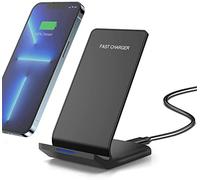 FDGAO 20W Wireless Charging Station, Fast Wireless Charger Stand Compatible with iPhone 17 16 15 14 13 12 11 Pro Max/Pro/XR/XS/8 plus,Samsung Galaxy S25/S24/S23/S22/S21,Note20/10,Black