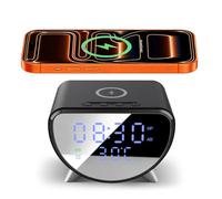 FDGAO Wireless Charger with Digital Alarm Clock, 15W Fast Wireless Charging Station for iPhone/Samsung Galaxy/Note,Alarm Clocks Bedside,12/24H Clock,LED Display with Temperature,Black