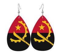 Fdgbnm Angola Flag Leather Earring.Double-Sided Print Leather Drop Earrings.Lightweight, Hypoallergenic, Festive & Gift Ready.
