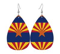 Fdgbnm Arizona Flag Leather Earring.Double-Sided Print Leather Drop Earrings.Lightweight, Hypoallergenic, Festive & Gift Ready.
