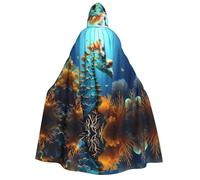 fdgbnm Blue Seahorse Adult Hooded Cloak.Cosplay Cape Halloween Costume Full Print Polyester.