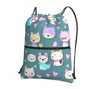 fdgbnm Cute little fox Drawstring zipper backpack. With zipper pockets, suitable for fitness, travel, sports, shopping, yoga and more.