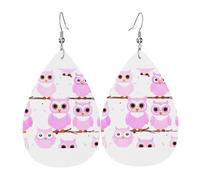 Fdgbnm Cute Owl Leather Earring.Double-Sided Print Leather Drop Earrings.Lightweight, Hypoallergenic, Festive & Gift Ready.