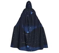fdgbnm Dark Blue Night View Adult Hooded Cloak.Cosplay Cape Halloween Costume Full Print Polyester.
