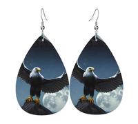 Fdgbnm Eagle Under The Stars Leather Earring.Double-Sided Print Leather Drop Earrings.Lightweight, Hypoallergenic, Festive & Gift Ready.