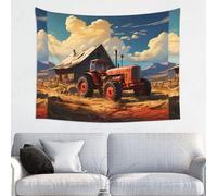 fdgbnm Farm Red Tractor Tapestry.Wall tapestry 29x37 inches, soft peach skin polyester print, includes easy hanging kit.