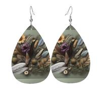 Fdgbnm Feather Flower Leather Earring.Double-Sided Print Leather Drop Earrings.Lightweight, Hypoallergenic, Festive & Gift Ready.