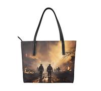 fdgbnm Firefighters fighting fires Prints Handbag. Women's printed handbag, large faux leather shoulder bag.