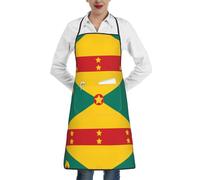 fdgbnm Flag of Grenada Apron.Premium Waterproof with Pocket.100% Polyester,Wrinkle-Free for Kitchen, BBQ, Cafe, Salon.