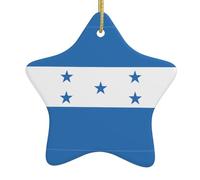 FDGBNM Flag of Honduras Ceramic hanging Christmas tree. Double-sided printing, gold string, perfect for holiday decorations and gifts.