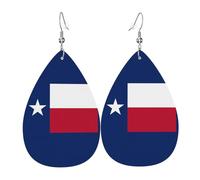Fdgbnm Flag Of Texas Leather Earring.Double-Sided Print Leather Drop Earrings.Lightweight, Hypoallergenic, Festive & Gift Ready.