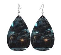 Fdgbnm Future Robot Leather Earring.Double-Sided Print Leather Drop Earrings.Lightweight, Hypoallergenic, Festive & Gift Ready.