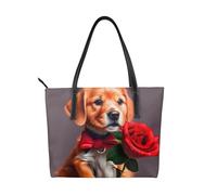 fdgbnm Gentleman-like dog Prints Handbag. Women's printed handbag, large faux leather shoulder bag.