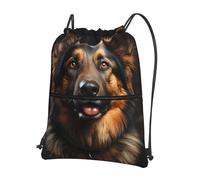 fdgbnm German Shepherd Drawstring zipper backpack. With zipper pockets, suitable for fitness, travel, sports, shopping, yoga and more.