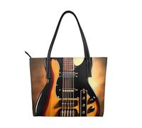 fdgbnm Instrumental Guitar Prints Handbag. Women's printed handbag, large faux leather shoulder bag.