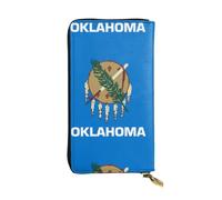 fdgbnm Oklahoma State Flag Leather Wallet.Womenâ€™s RFID Leather Wallet, Large Capacity Zipper Purse