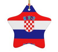 FDGBNM Republic of Croatia flag Ceramic hanging Christmas tree. Double-sided printing, gold string, perfect for holiday decorations and gifts.