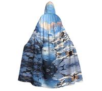 fdgbnm Snowy Mountain Scenery Adult Hooded Cloak.Cosplay Cape Halloween Costume Full Print Polyester.