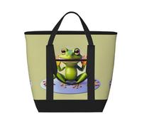 fdgbnm The funny frog doing yoga Large Capacity Insulated Tote Bag, Womenâ€™s.Thermal Lunch Cooler Bag