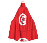 fdgbnm Tunisian flag Adult Hooded Cloak.Cosplay Cape Halloween Costume Full Print Polyester.