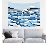 fdgbnm Waves lapping at the rocks Tapestry.Wall tapestry 29x37 inches, soft peach skin polyester print, includes easy hanging kit.