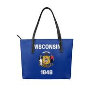 fdgbnm Wisconsin State Flag Prints Handbag. Women's printed handbag, large faux leather shoulder bag.